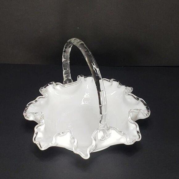 Fenton Silver Crest Glass Basket Vintage - Picture 2 of 9